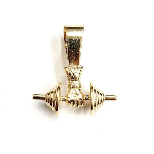 14k gelbgold hantel - 3d,